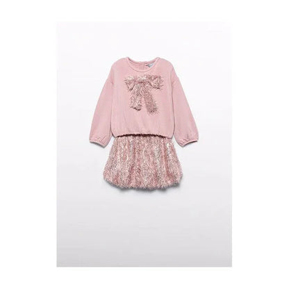 Conjunto sudadera y falda flecos rosa - PARDALETS