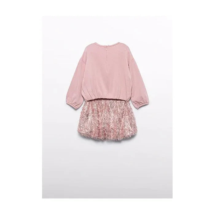 Conjunto sudadera y falda flecos rosa - PARDALETS