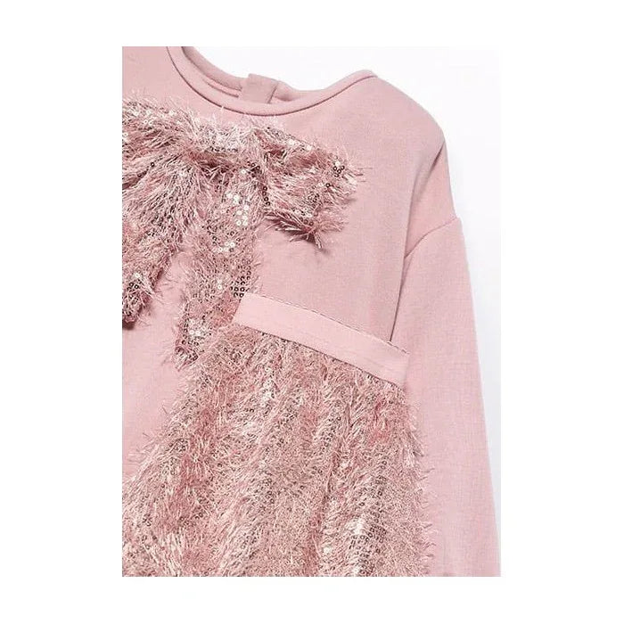 Conjunto sudadera y falda flecos rosa - PARDALETS