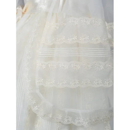 Faldon organza beig con capa - PARDALETS