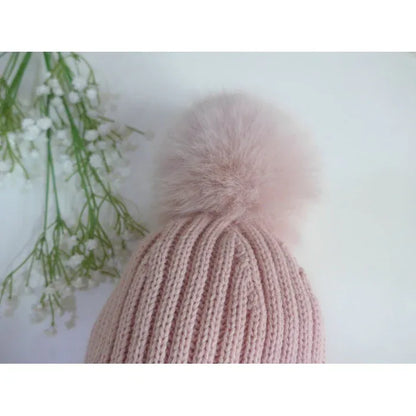 Gorro de lana color rosa empolvado - PARDALETS