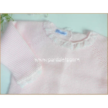 Jersey lana rosa con puntilla blanca - PARDALETS