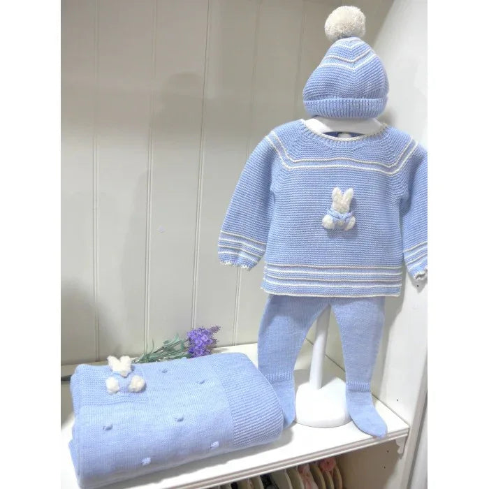 Jubon y polaina azul con gorrito - PARDALETS