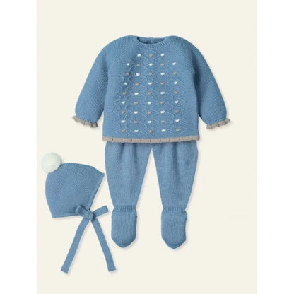 Jubon y polaina azul denim con gorrito - PARDALETS