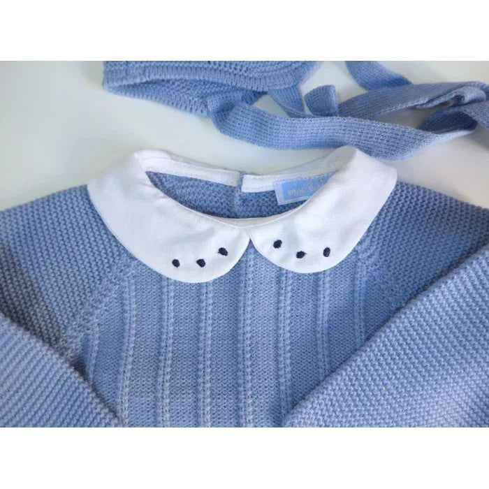 Jubon y polaina azul empolvado con gorrito - PARDALETS