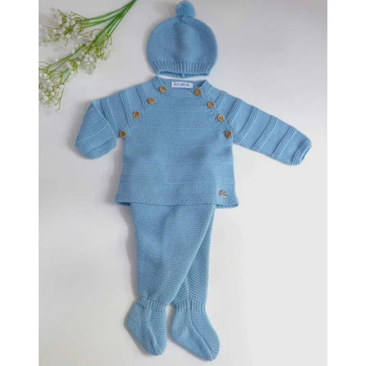 Jubon y polaina azul nube con gorro - PARDALETS