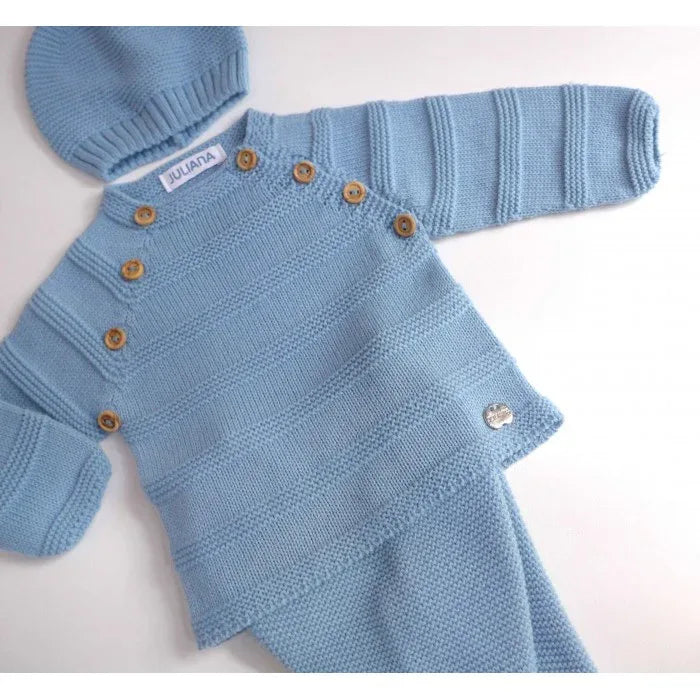 Jubon y polaina azul nube con gorro - PARDALETS