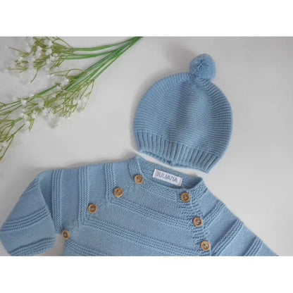 Jubon y polaina azul nube con gorro - PARDALETS