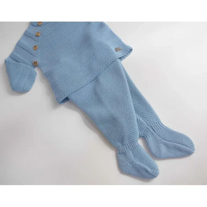 Jubon y polaina azul nube con gorro - PARDALETS