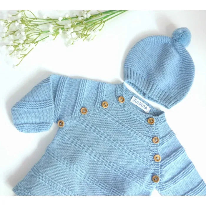 Jubon y polaina azul nube con gorro - PARDALETS