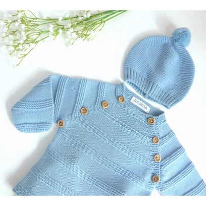 Jubon y polaina azul nube con gorro - PARDALETS