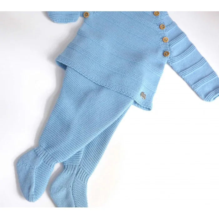 Jubon y polaina azul nube con gorro - PARDALETS