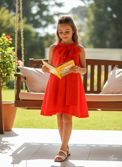 Vestido rojo con lazo lateral