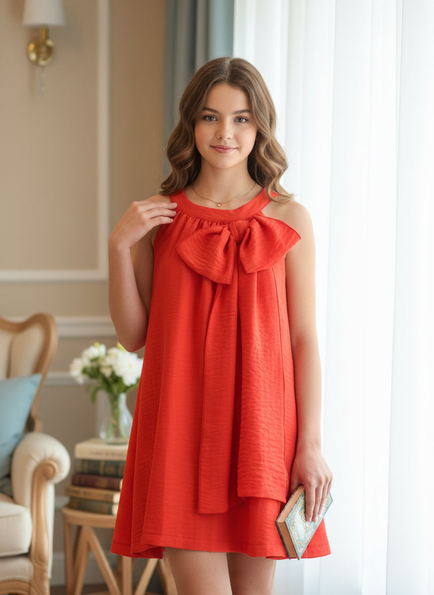 Vestido rojo con lazo lateral