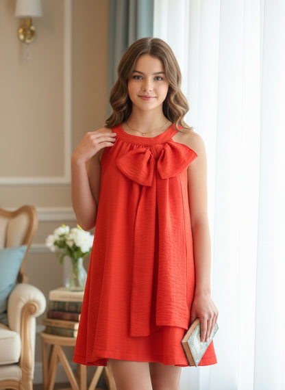 Vestido rojo con lazo lateral