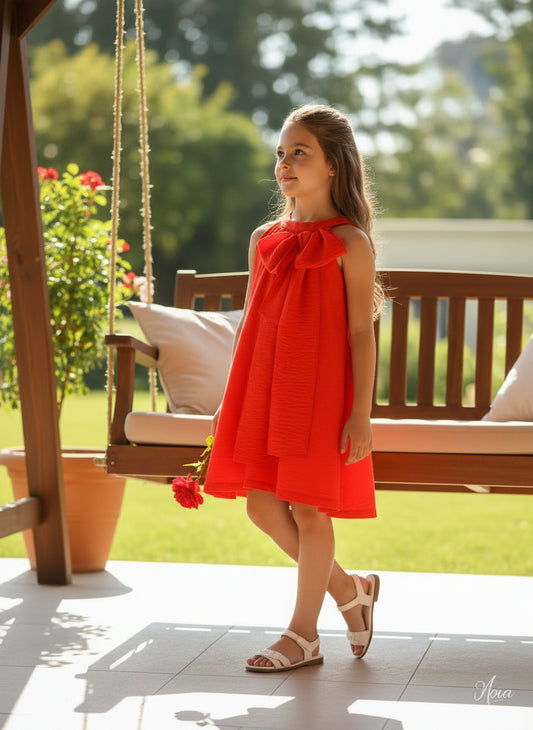 Vestido rojo con lazo lateral