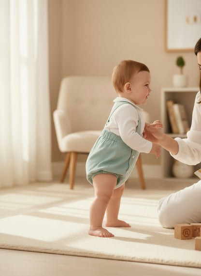 Peto verde con camisa lino manga larga