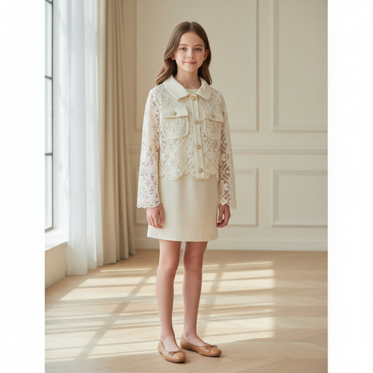 Chaqueta cazadora guipur beig