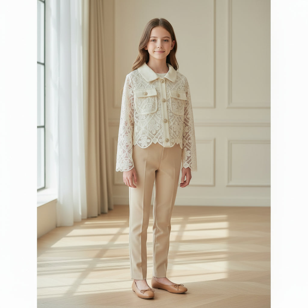 Chaqueta cazadora guipur beig