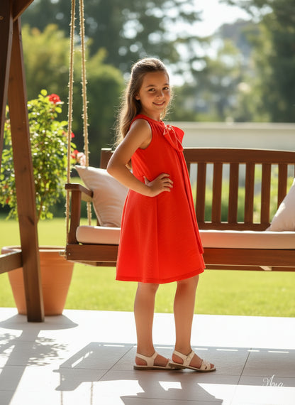 Vestido rojo con lazo lateral