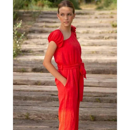 Mono rojo de pantalón largo y pompón - PARDALETS