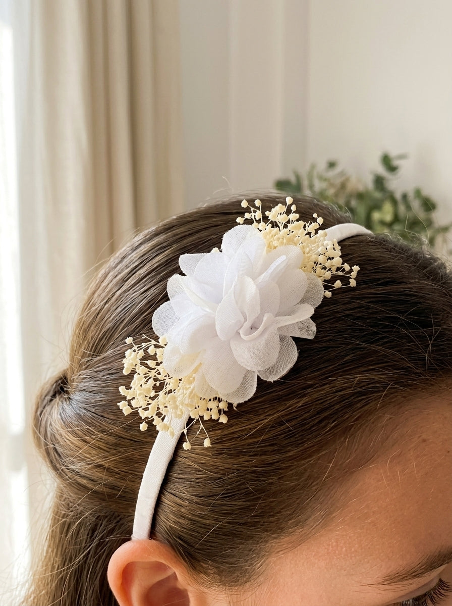 Diadema flor blanca
