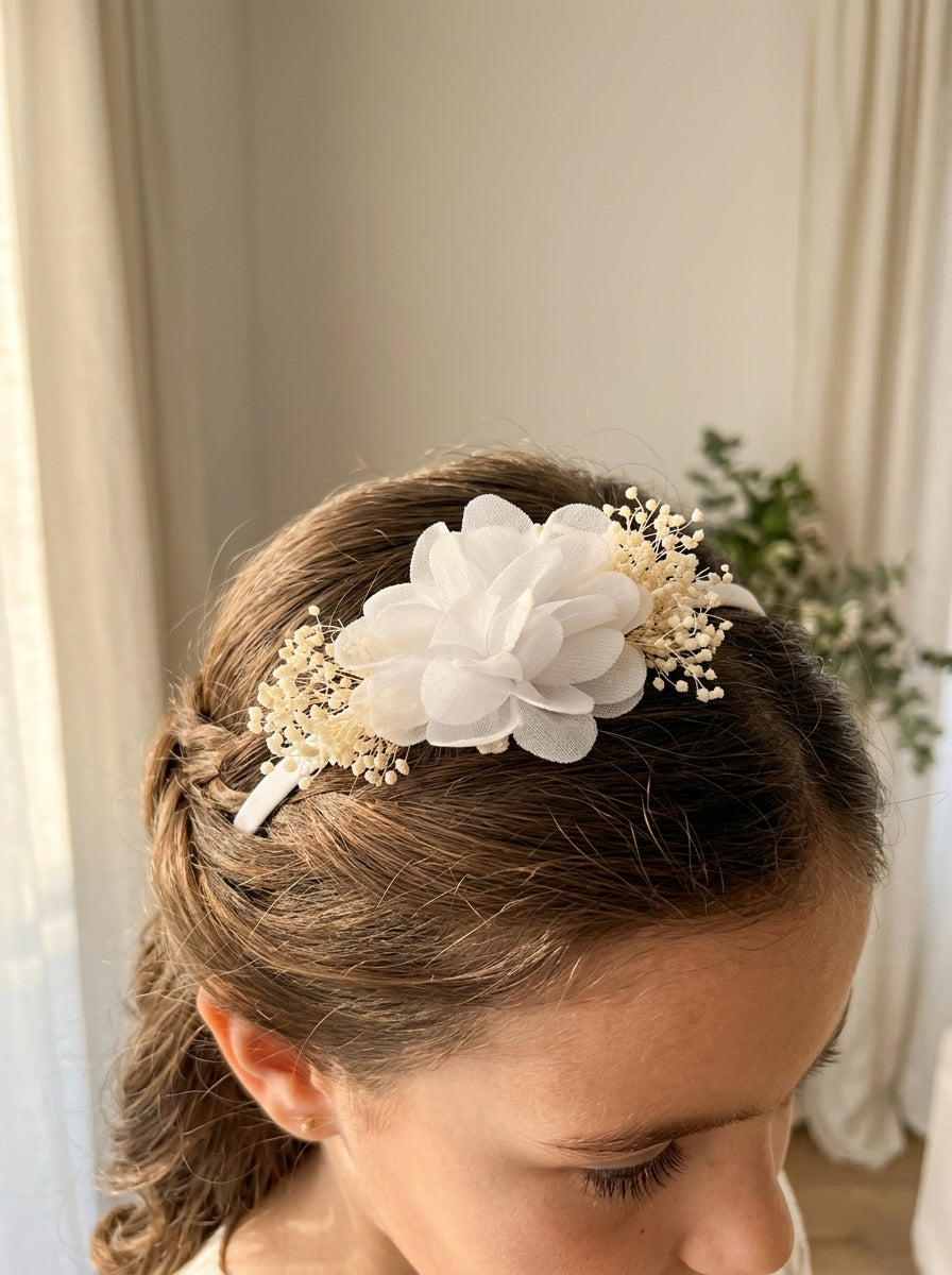 Diadema flor blanca
