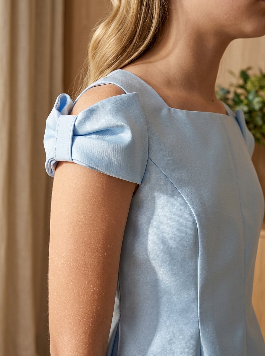 Vestido mikado azul bebe