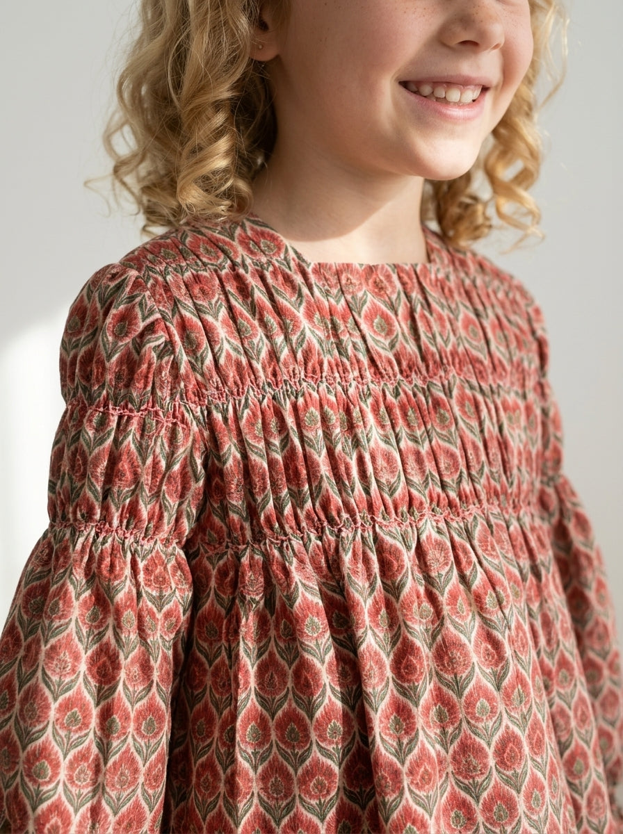 Vestido estampado granate "Dante"