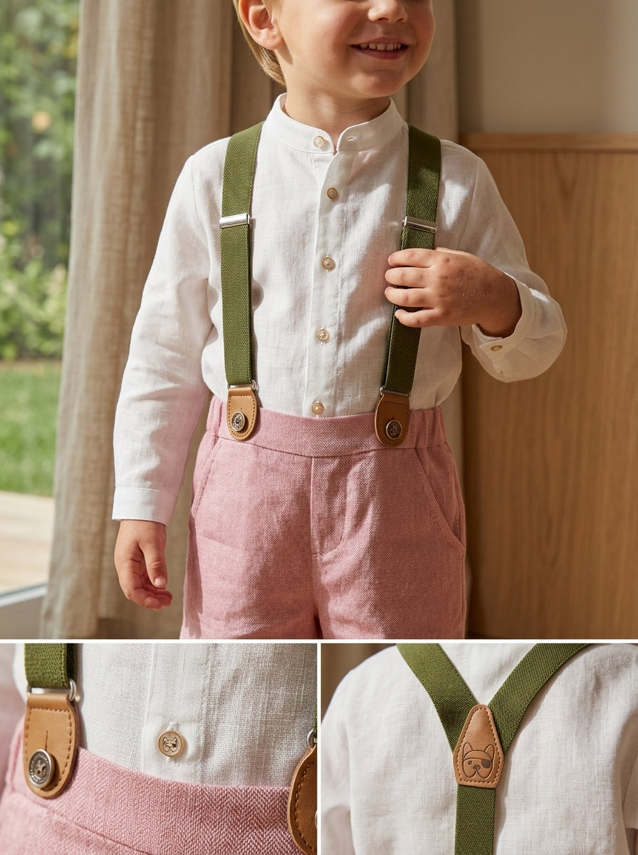 Conjunto camisa y short rosa con tirantes verdes "Capricornio"