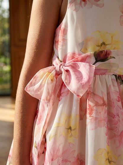 Vestido flores rosas y amarillas "Capricornio"