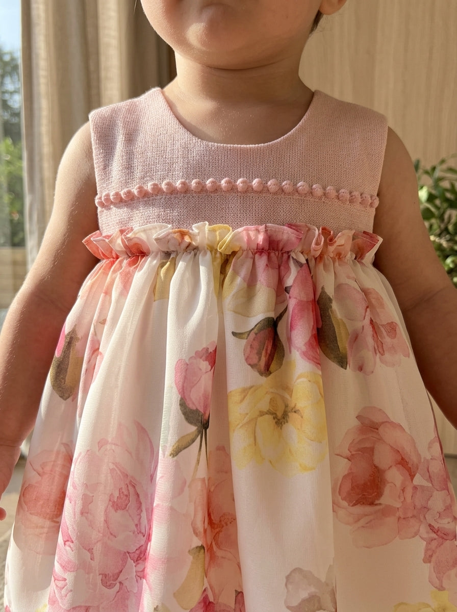 Vestido con braguita flores rosas "Capricornio"