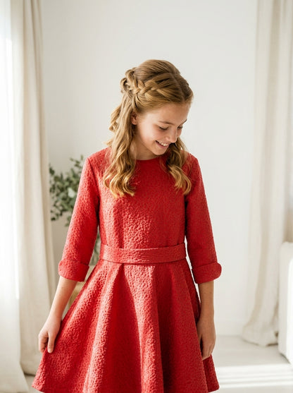 Vestido jacquard rojo