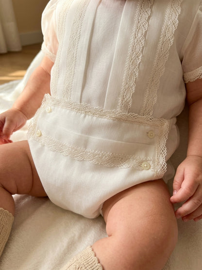 Conjunto organza beig camisa y braguita