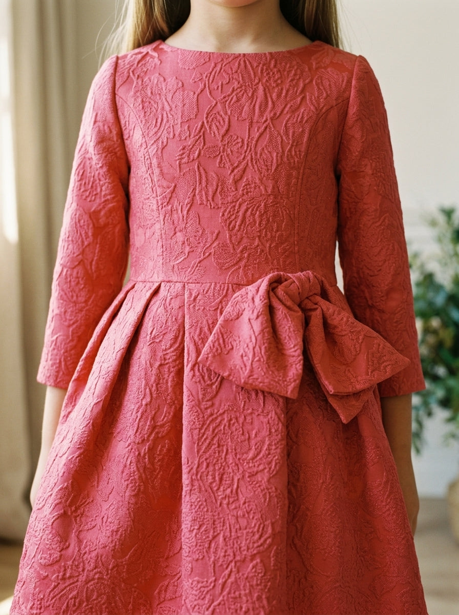 Vestido Jacquard rojo con lazo lateral