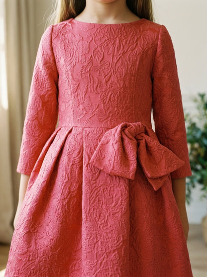 Vestido Jacquard rojo con lazo lateral