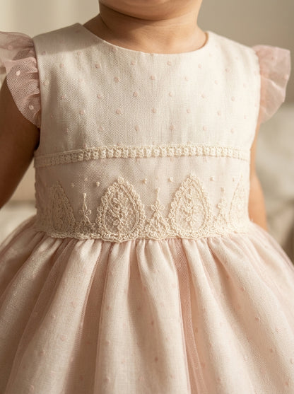 Vestido tul de plumeti rosa