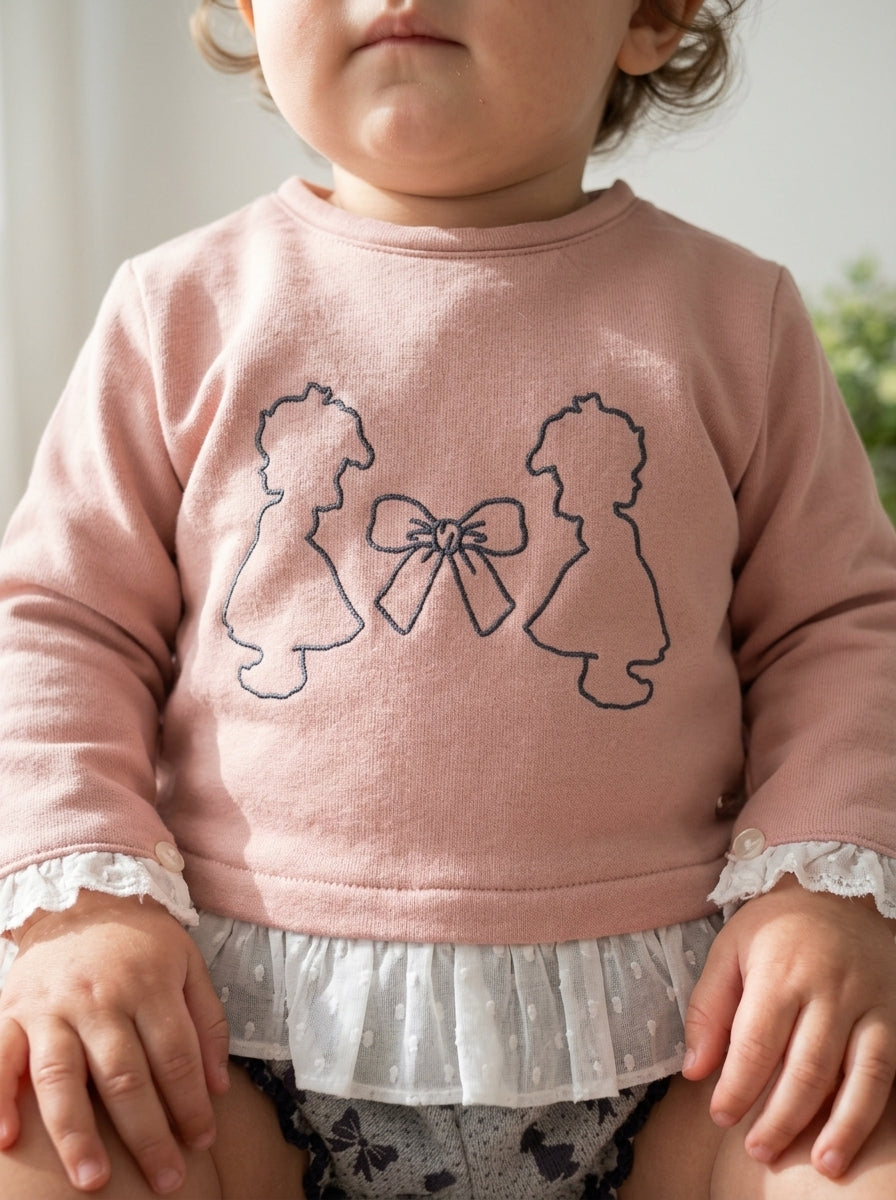 Conjunto sudadera rosa y ranita "Bonnie"