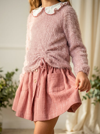 Conjunto jersey pelo rosa y falda "Alegria"