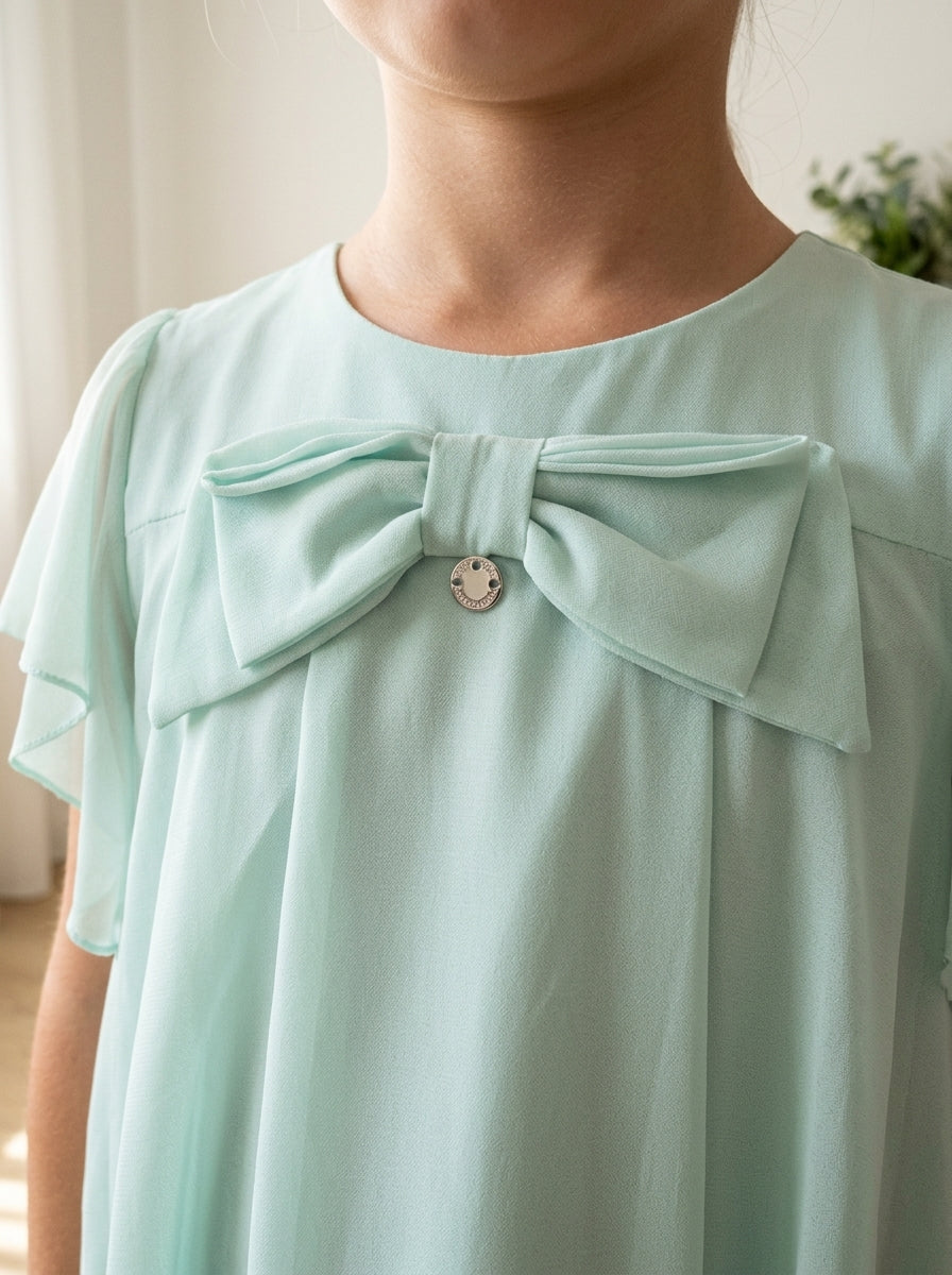 Vestido gasa verde agua