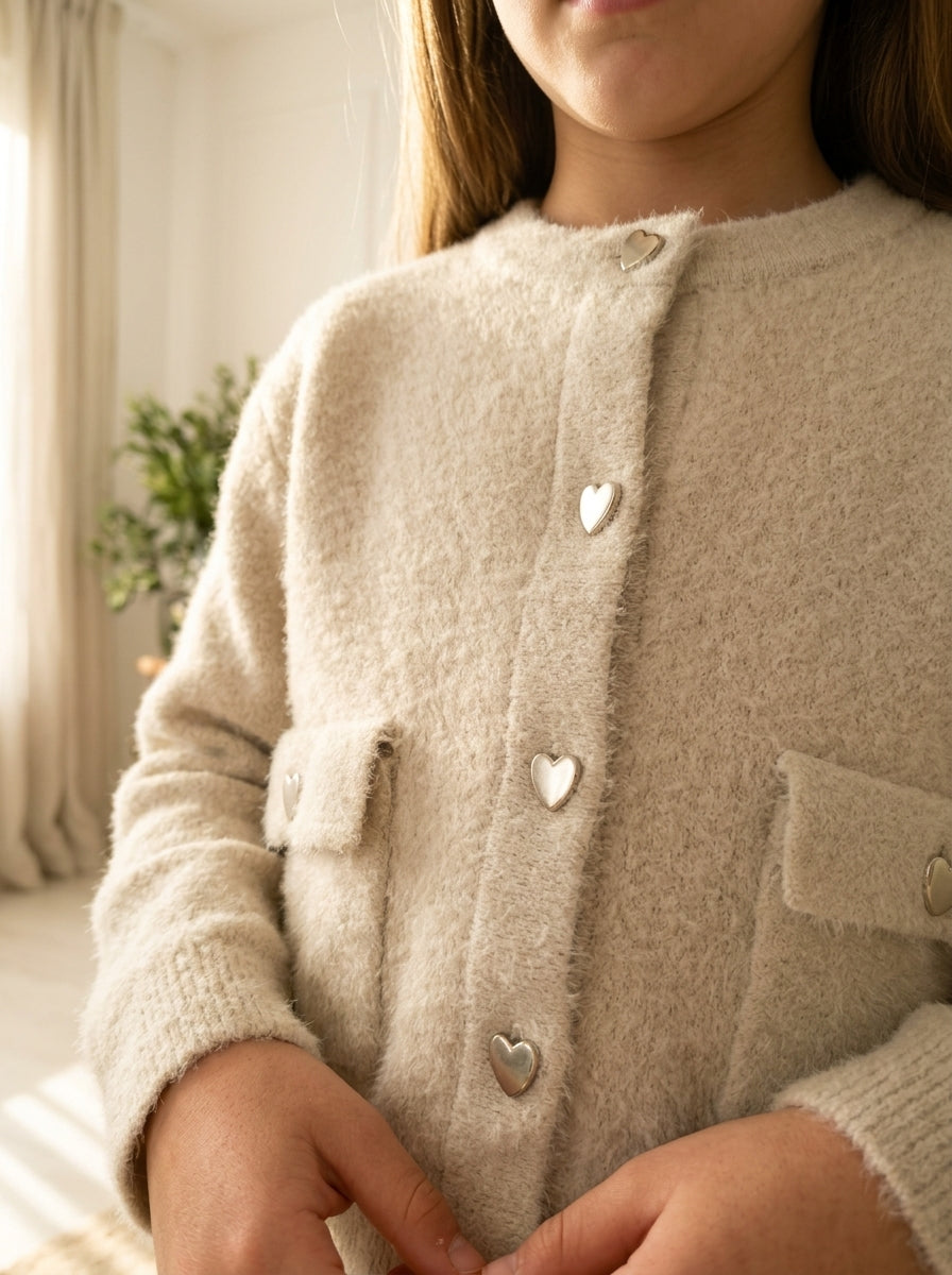 Conjunto chaqueta y falda botones corazones