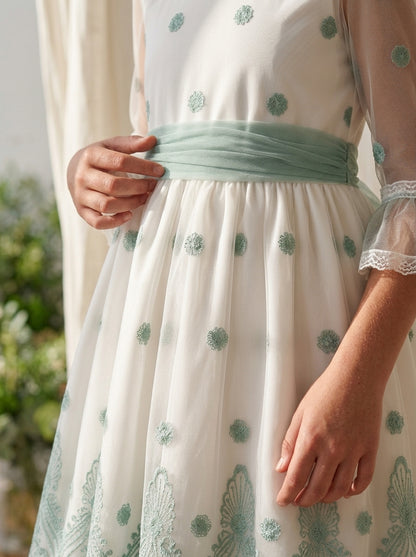 Vestido tul bordado verde Eire