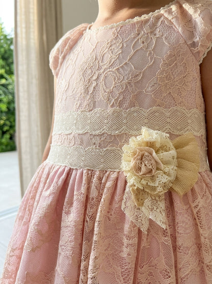 Vestido tul rosa con gran vuelo