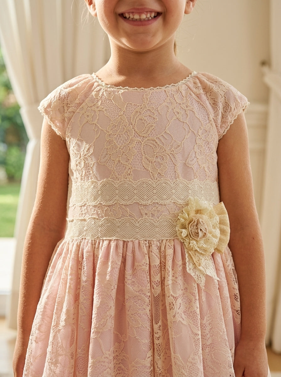 Vestido tul rosa con gran vuelo