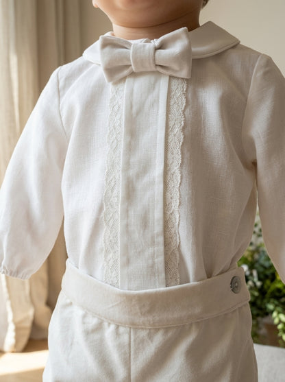 Conjunto camisa y bombacho terciopelo beig