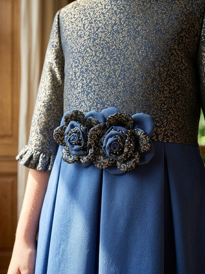 Vestido brocado azul