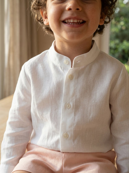 Conjunto camisa blanca y short mikado rosa