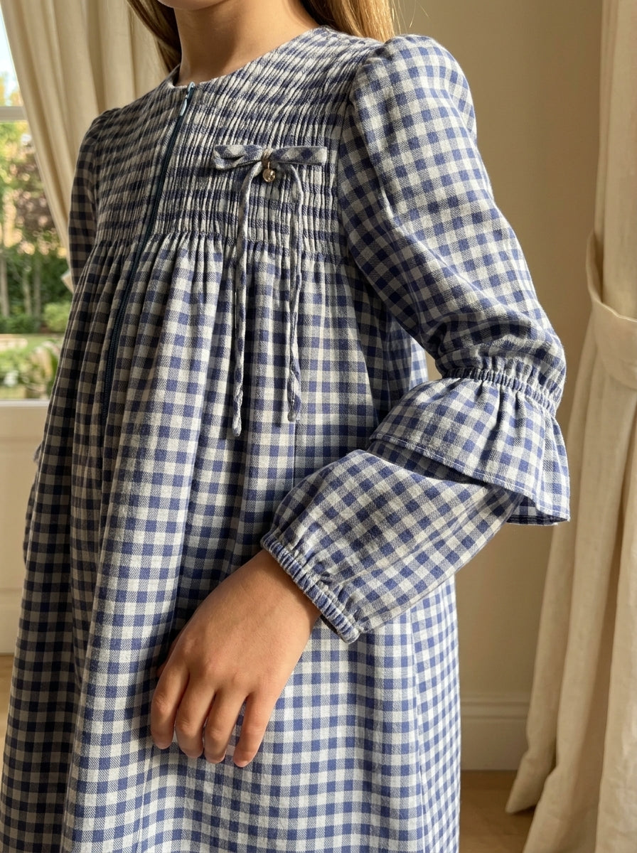 Vestido cuadros azules "Sueño"