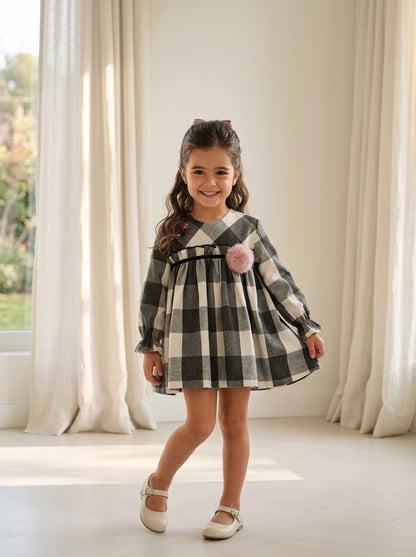 Vestido con braguita cuadros grises y blancos "Francesco"