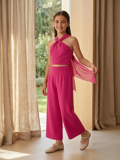 Conjunto top tirantes y pantalon fucsia
